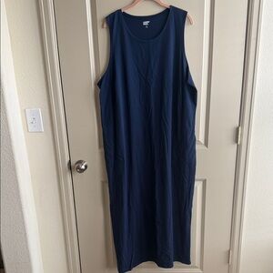 Lands End Dark Blue Sleeveless Maxi Dress 2X
